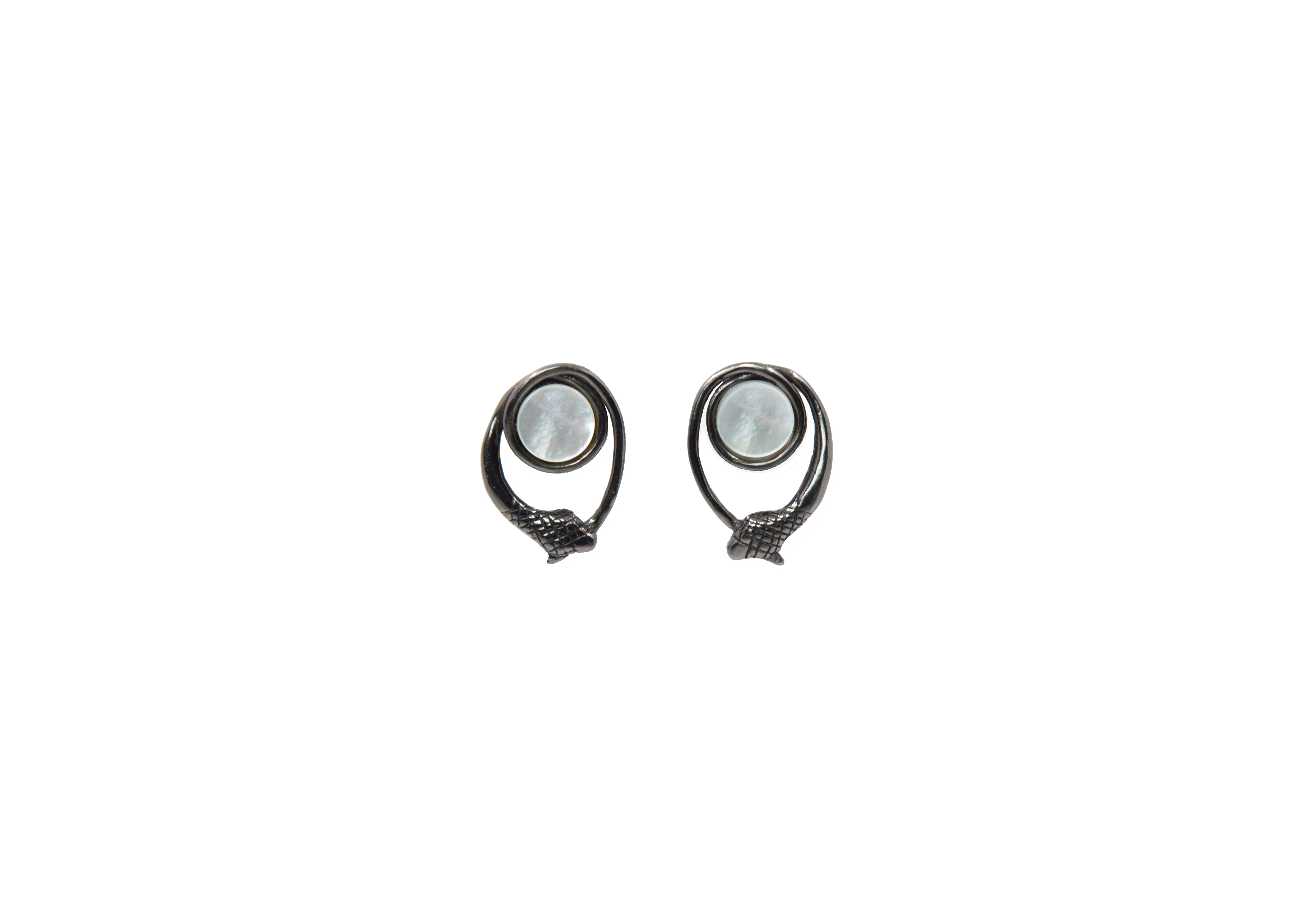 OUROBORO Infinity earrings 925 silver black rhodium _nacre